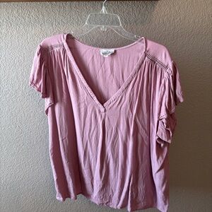 Elegant Pink V-Neck Blouse